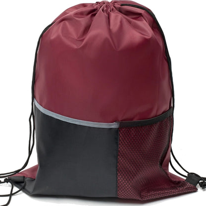 Premium Drawstring Backpack w/ Slip & Mesh Pocket (13"x17")