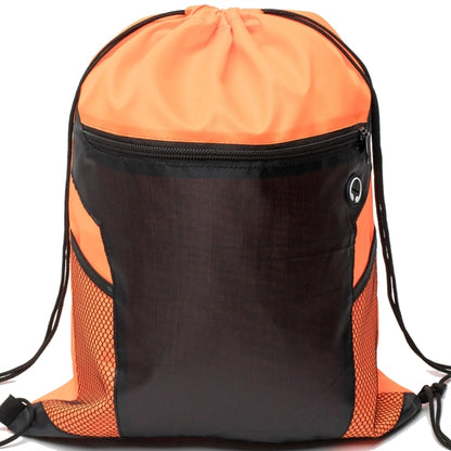 Front Zipper Drawstring Backpack w/ Side Mesh Pocket 14"x18"