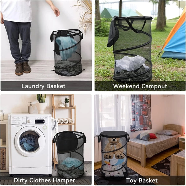 Mesh Fabric Collapsible Laundry Hamper