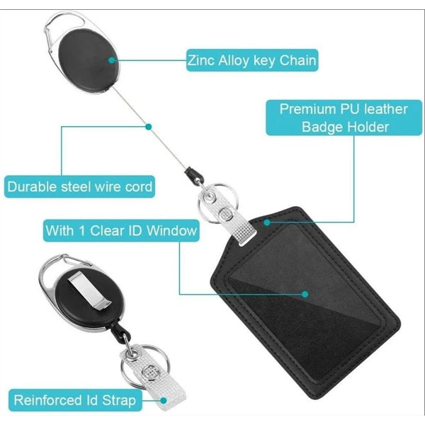Badge Holders & Retractable Reel Clips Set