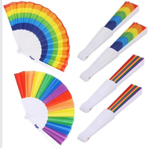 Rainbow Folding Hand Fan