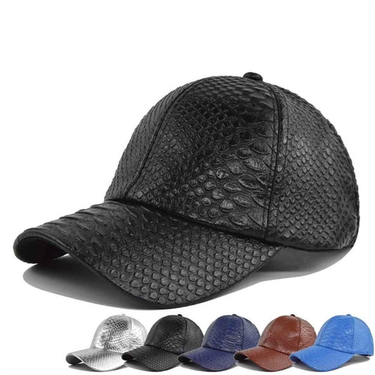 Unisex Snakeskin Leather Baseball Cap