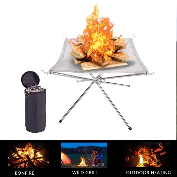 Stainless Steel Campfire Stand Folding Firewood Bracket