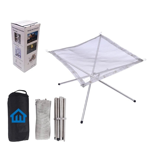 Stainless Steel Campfire Stand Folding Firewood Bracket