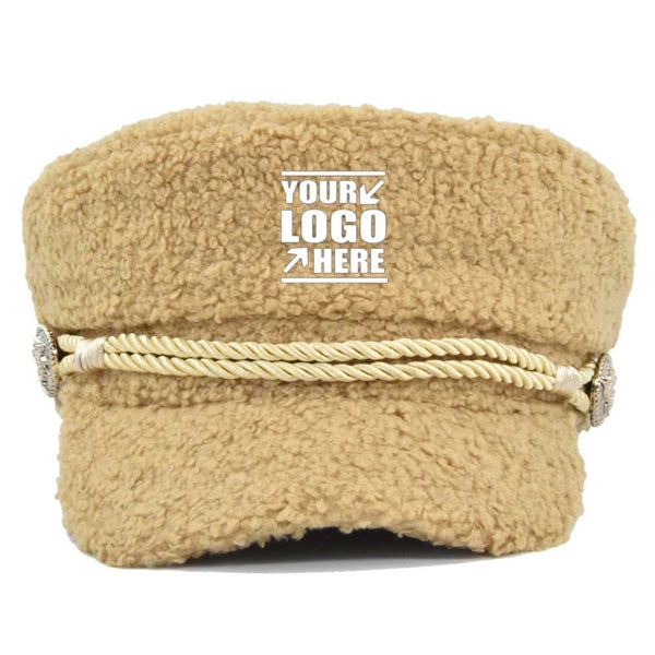 Cadet Army Cap Military Style Sherpa Flat Hat
