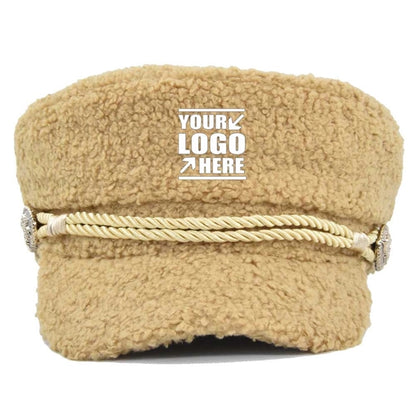 Cadet Army Cap Military Style Sherpa Flat Hat