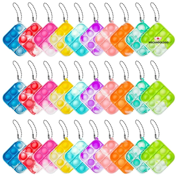Square Shape Bubble Sensory Push Pop Fidget Toy Keychains
