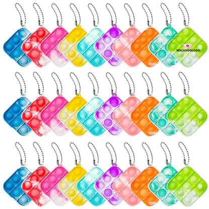 Square Shape Bubble Sensory Push Pop Fidget Toy Keychains