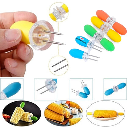 Corn Holders With Silicon Handle For Home Cooking BBQ