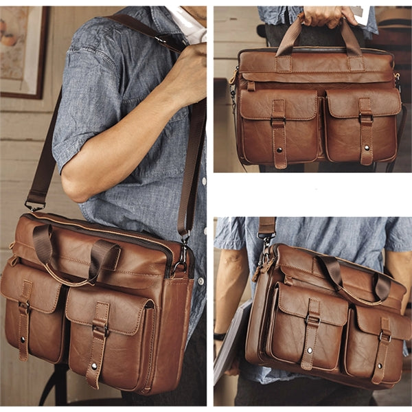 Men'S Briefcase Leather Laptop Bag