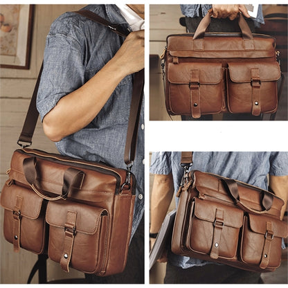 Men'S Briefcase Leather Laptop Bag