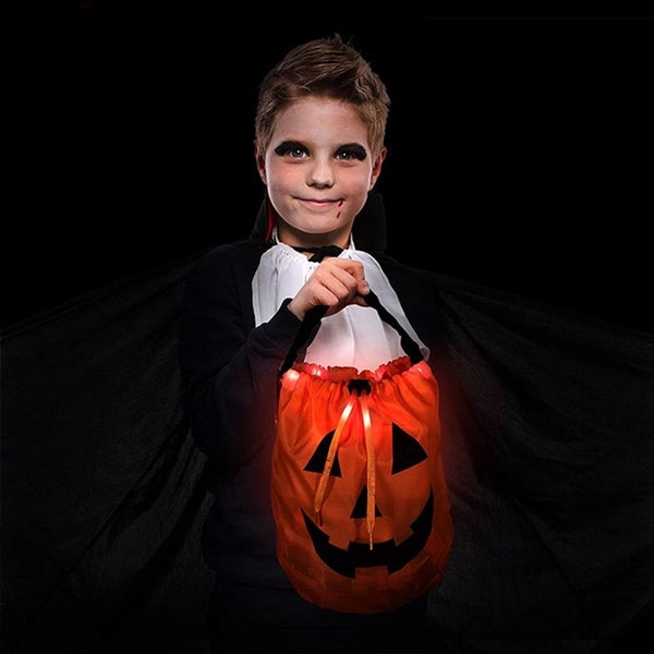 LED Pumpkin Drawstring Bag