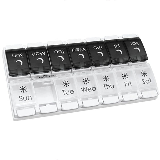 Double Row 14 Compartments Medicine Portable