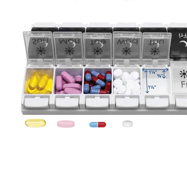 Double Row 14 Compartments Medicine Portable