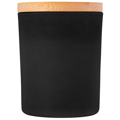 Vanilla-Scented Soy Wax Candle in Glass Jar w/Bamboo Lid (La
