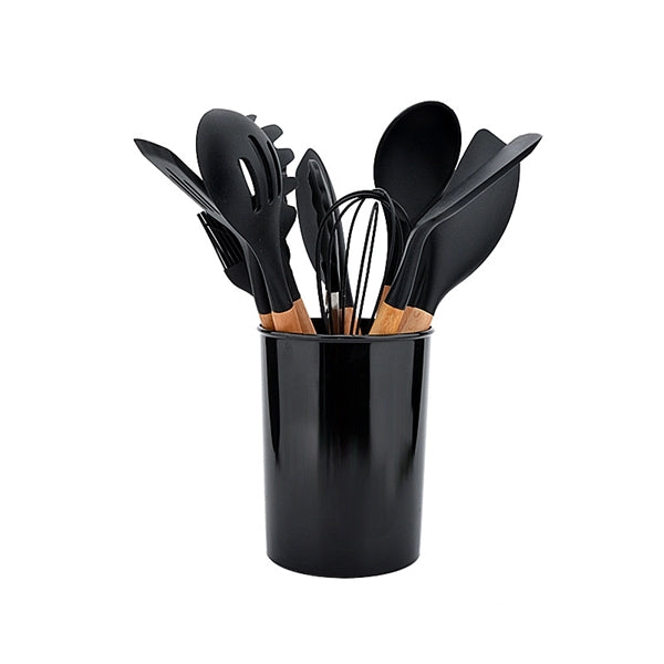 Silicone Cookware Cooking Set Wooden Handle 12 Pieces
