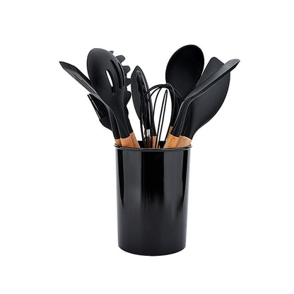 Silicone Cookware Cooking Set Wooden Handle 12 Pieces