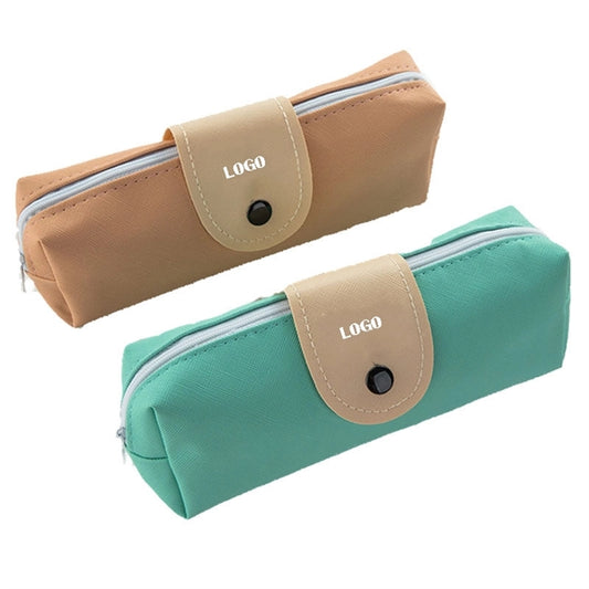 Pu Button Pencil Bag