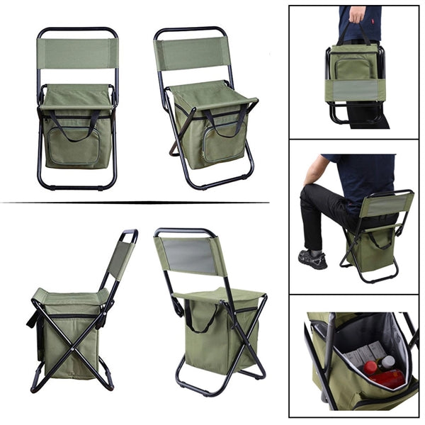 Portable Foldable Camping Chair With Cooler Bag