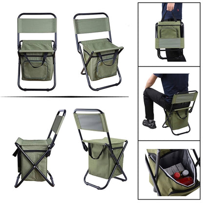 Portable Foldable Camping Chair With Cooler Bag