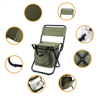 Portable Foldable Camping Chair With Cooler Bag