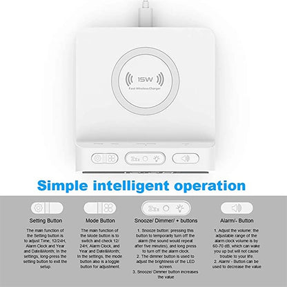 15W Wireless Charger Alarm Clock
