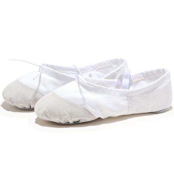 Canvas Ballet Shoes With Leather Toe