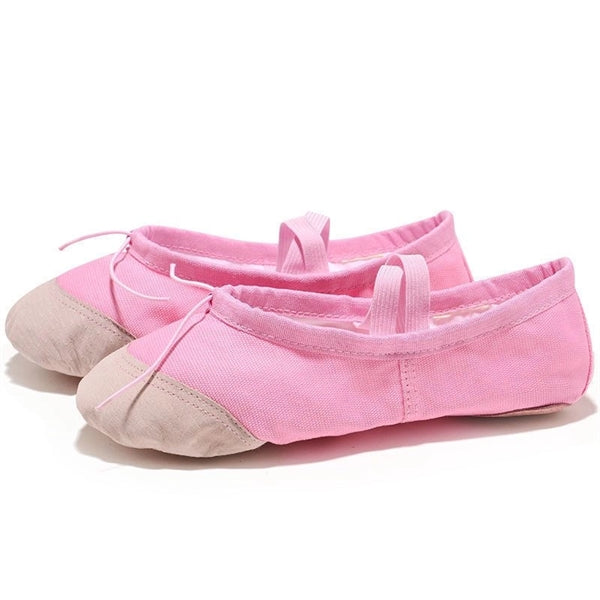 Canvas Ballet Shoes With Leather Toe