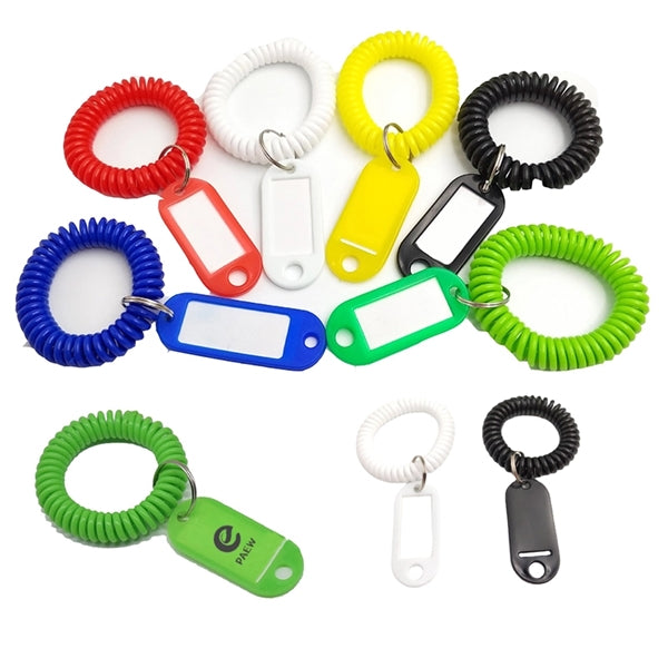 Spiral Wrist Coil Tag Key Chains Round Shape