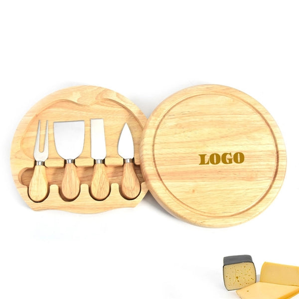 Wooden Cheese Board With Knife Gift Set