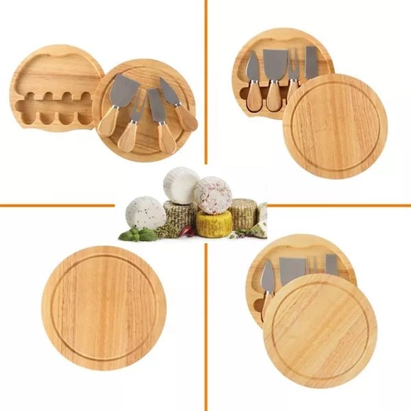 Wooden Cheese Board With Knife Gift Set