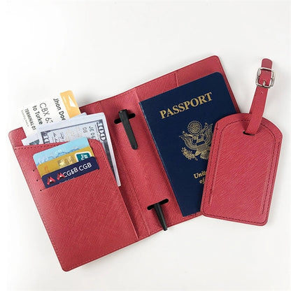 Pu Leather Passport Holder Luggage Tag Set