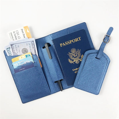 Pu Leather Passport Holder Luggage Tag Set
