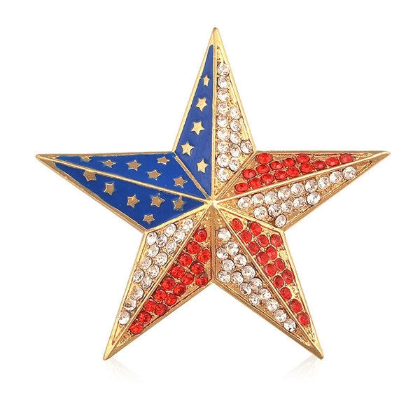 Vintage Gold Plated US Flag Stars Brooches Pin
