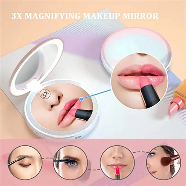 4 In 1 Power Bank Makeup Mirror With Light