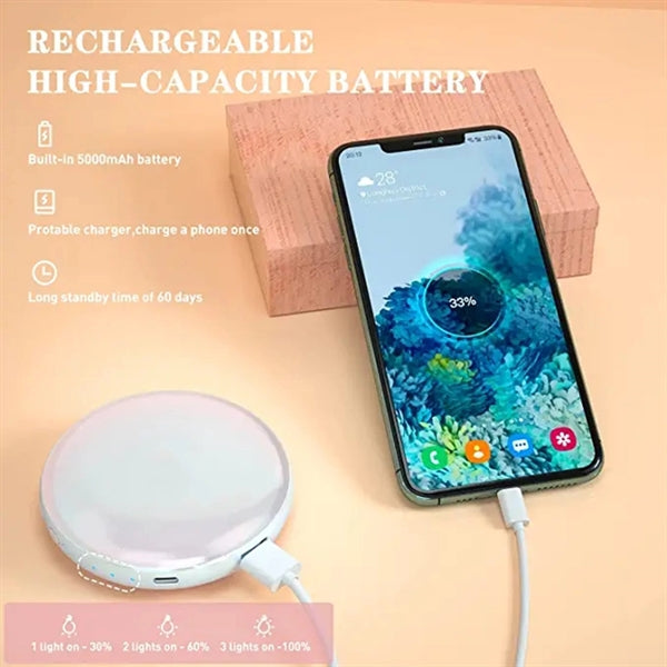 4 In 1 Power Bank Makeup Mirror With Light