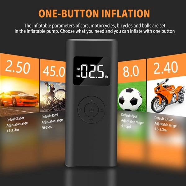 Portable Electric Air Pump With 5000Mah Power Bank