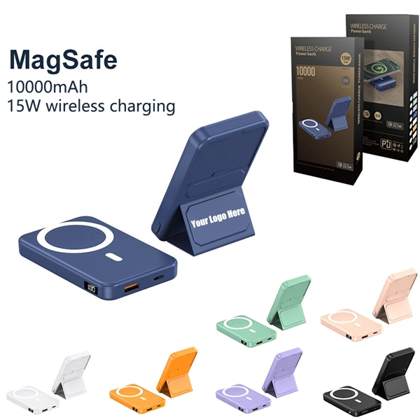 Magnetic Wireless Power Bank With Foldable Holder