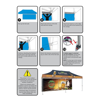 10' x 20' Heavy Duty Canopy Tent with One Double Sided Wall