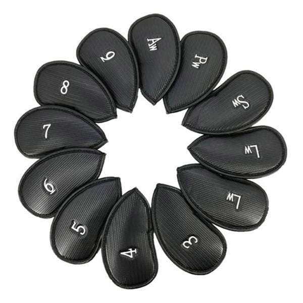 Golf 12Pcs Thick Leather Iron Head Cover Set