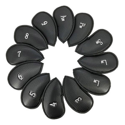Golf 12Pcs Thick Leather Iron Head Cover Set