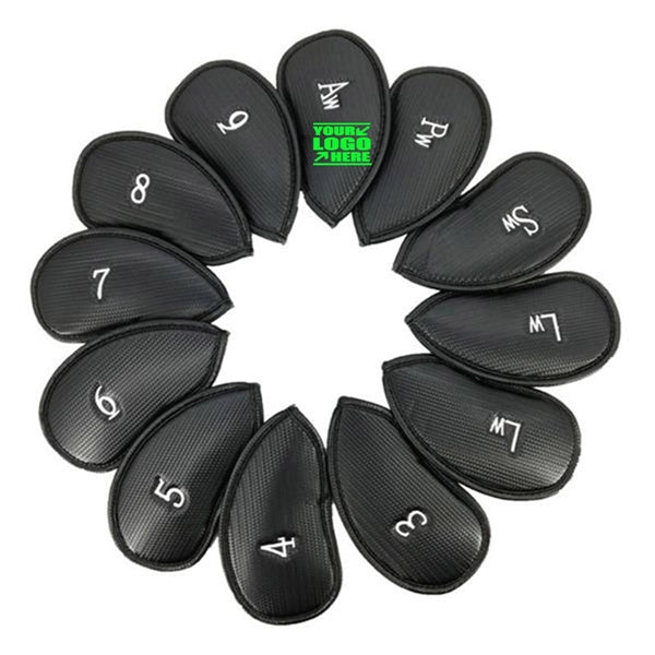 Golf 12Pcs Thick Leather Iron Head Cover Set