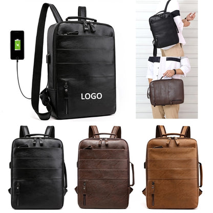 Usb Large Leather Backpack