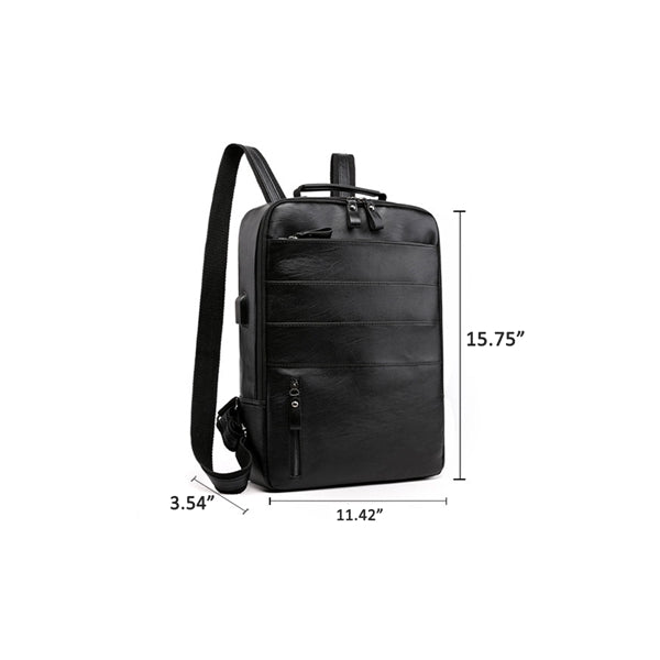 Usb Large Leather Backpack