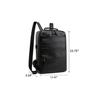 Usb Large Leather Backpack