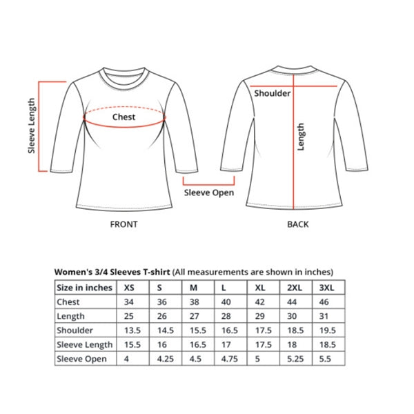 Women's Printed T-Shirt - 3/4 Sleeves