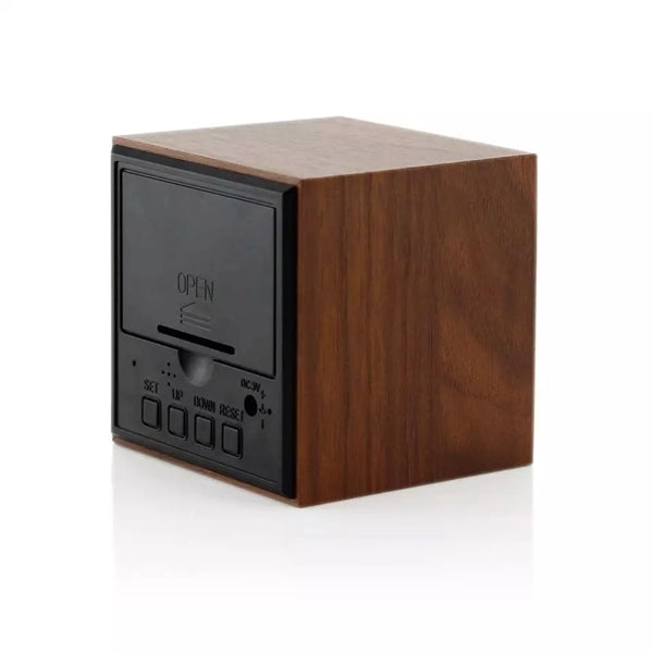 Cube Wooden Clock With Voice Control