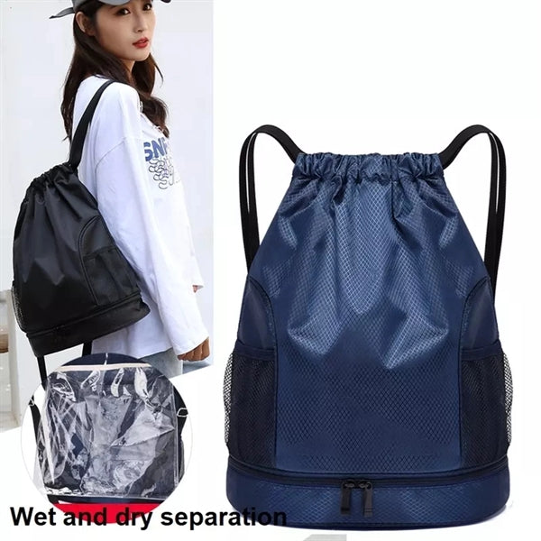 Drawstring Backpack With Shoe Compartment