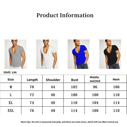 Men'S Sports Leisure Deep V-Neck T-Shirt