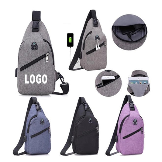 Sling USB Charging One Shoulder Crossbody Bag